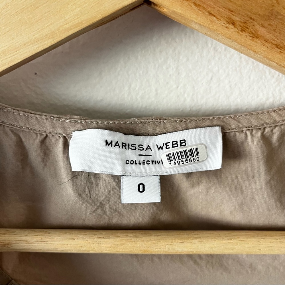 Marissa Webb x RTR Khaki Ruffle Wrap Dress Tan V-Neck Mini Button Front‎ size 0 - Picture 10 of 16
